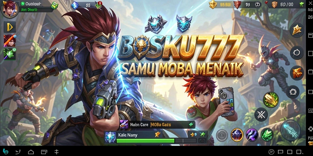 Screenshot gameplay yang menunjukkan pertempuran seru di BOSKU777.