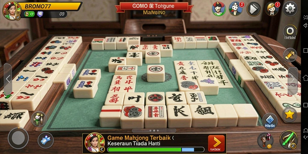 Tampilan gameplay seru dalam BROMO77 dengan berbagai tantangan Mahjong.