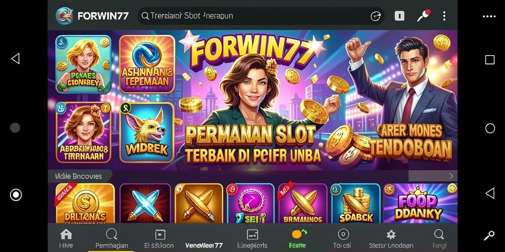 Tampilan gameplay menarik dari FORWIN77 dengan simbol dan fitur Slot.