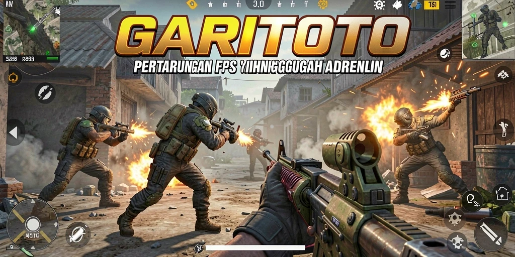 Tampilan menegangkan gameplay GARITOTO dalam pertempuran FPS.