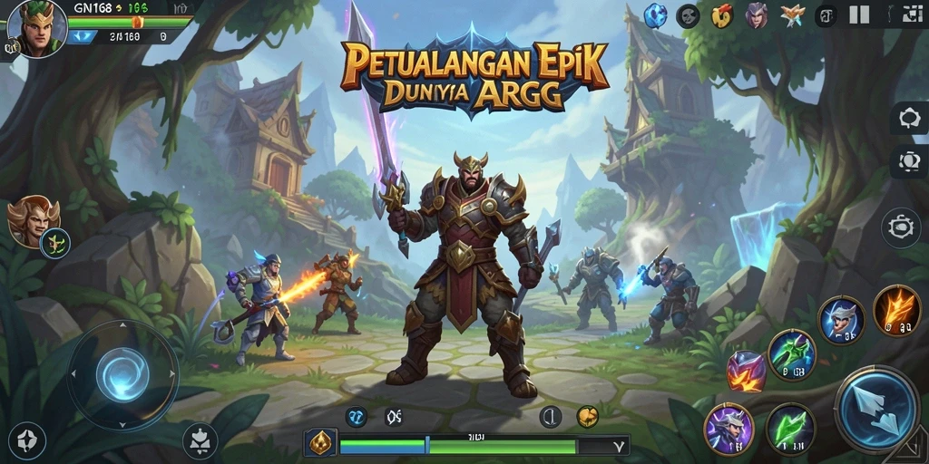 Tampilan gameplay GN168 dengan pertarungan seru dan grafis memukau.