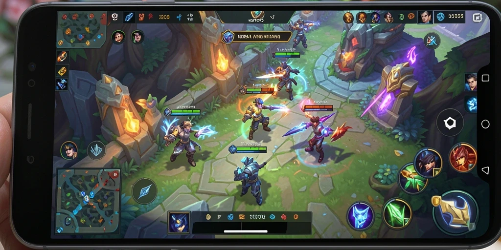 Screenshoot gameplay KOSTOTO menampilkan pertarungan tim yang seru dalam game MOBA.