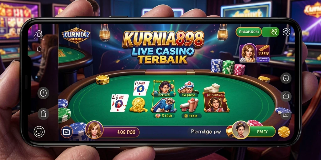 Screenshot KURNIA898 menampilkan dealer live dan meja permainan yang menarik.