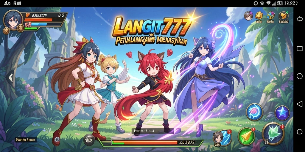 Tampilan gameplay LANGIT777 dengan karakter anime yang menarik.