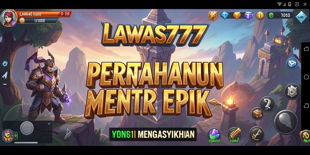 Tampak layar gameplay LAWAS777 dengan menara dan musuh.