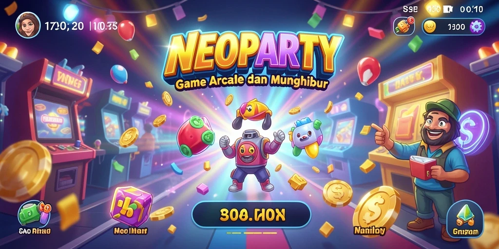 Screenshot NEOPARTY menampilkan aksi seru dalam permainan Arcade.