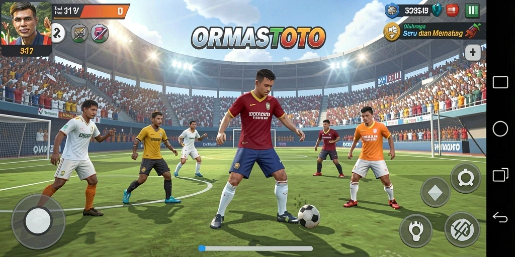 Gameplay seru di ORMASTOTO menampilkan aksi olahraga yang mendebarkan.