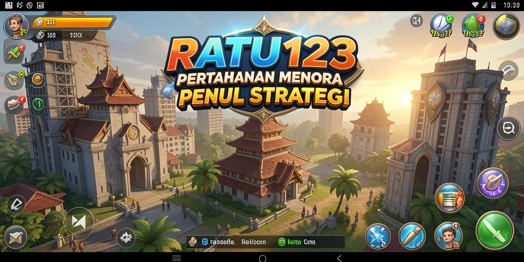 Screenshot utama menunjukkan aksi seru dalam gameplay Tower Defense.