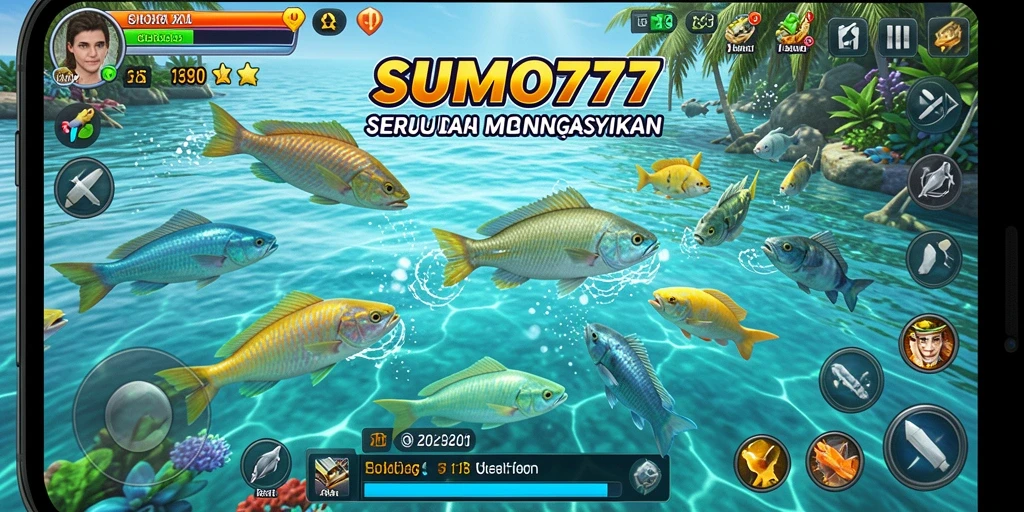 Tampilan gameplay SUMO777 yang memukau dengan aksi tembak ikan seru.