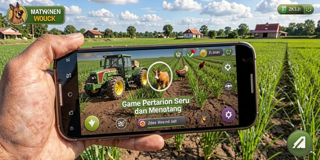 Tangkapan layar menampilkan gameplay menantang bertani di ZK7.