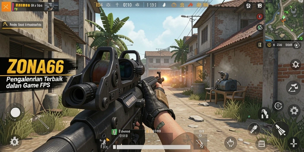 Tampilan gameplay ZONA66 yang intens dan seru dalam aksi FPS.